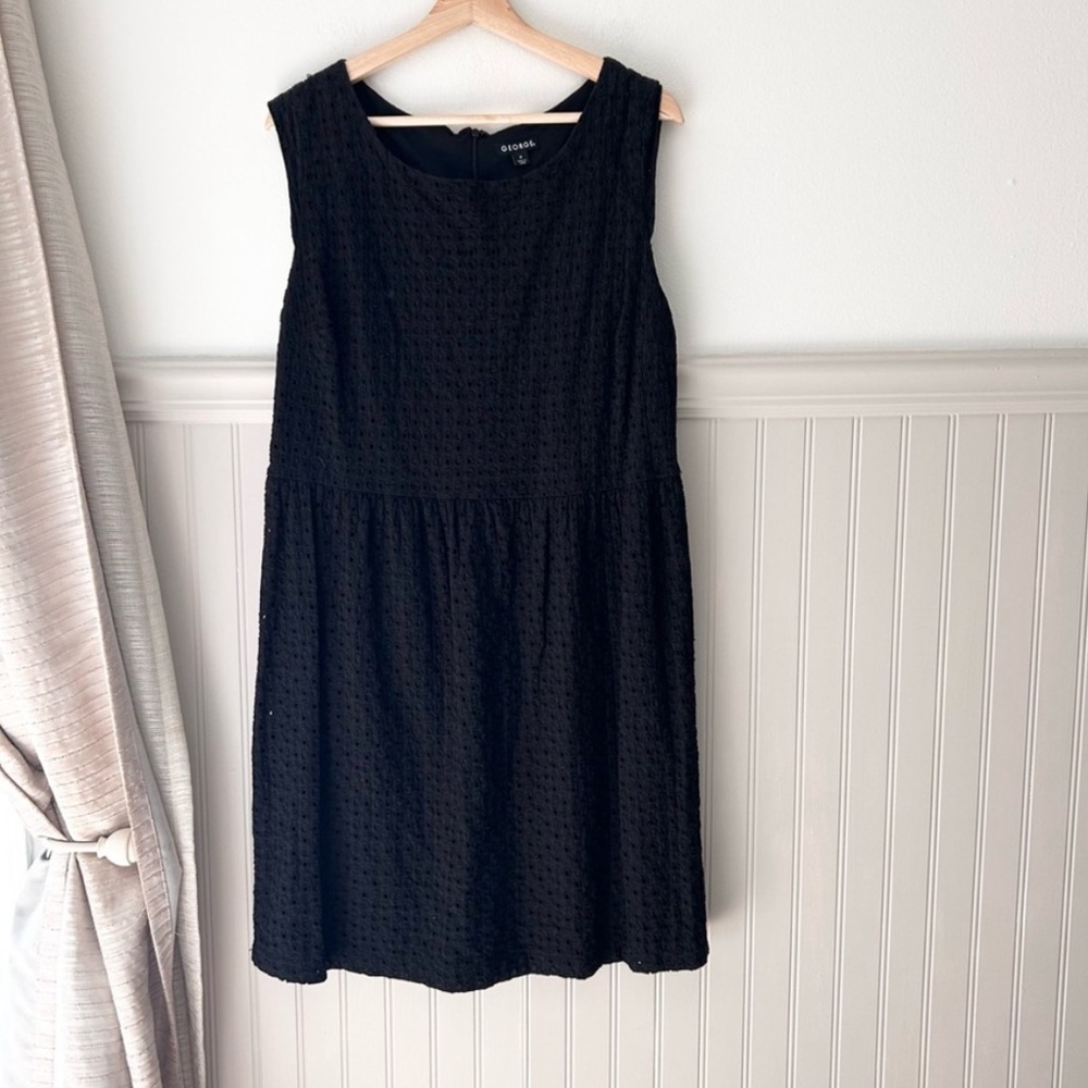 George Size 16 Black Lace Overlay Sleeveless Midi Dress Womens